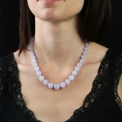 Collier de perles de jade jadeite parme