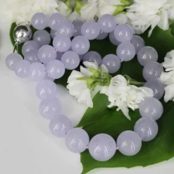 Collier de perles de jade jadeite parme