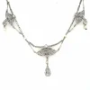 Collier de perles naturelles édouardiennes en diamants en platine