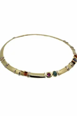 Collier de pierres fines maille oméga