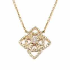 Collier dentelle diamants or rose