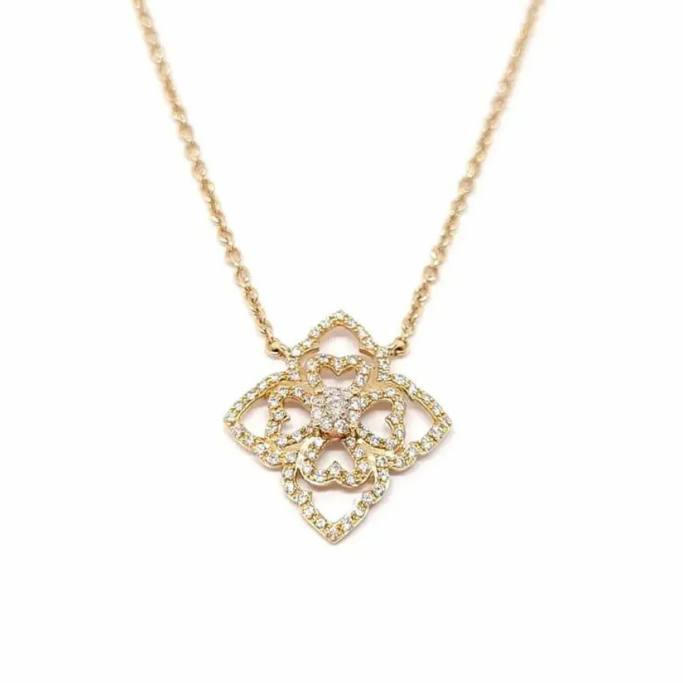 Collier dentelle diamants or rose