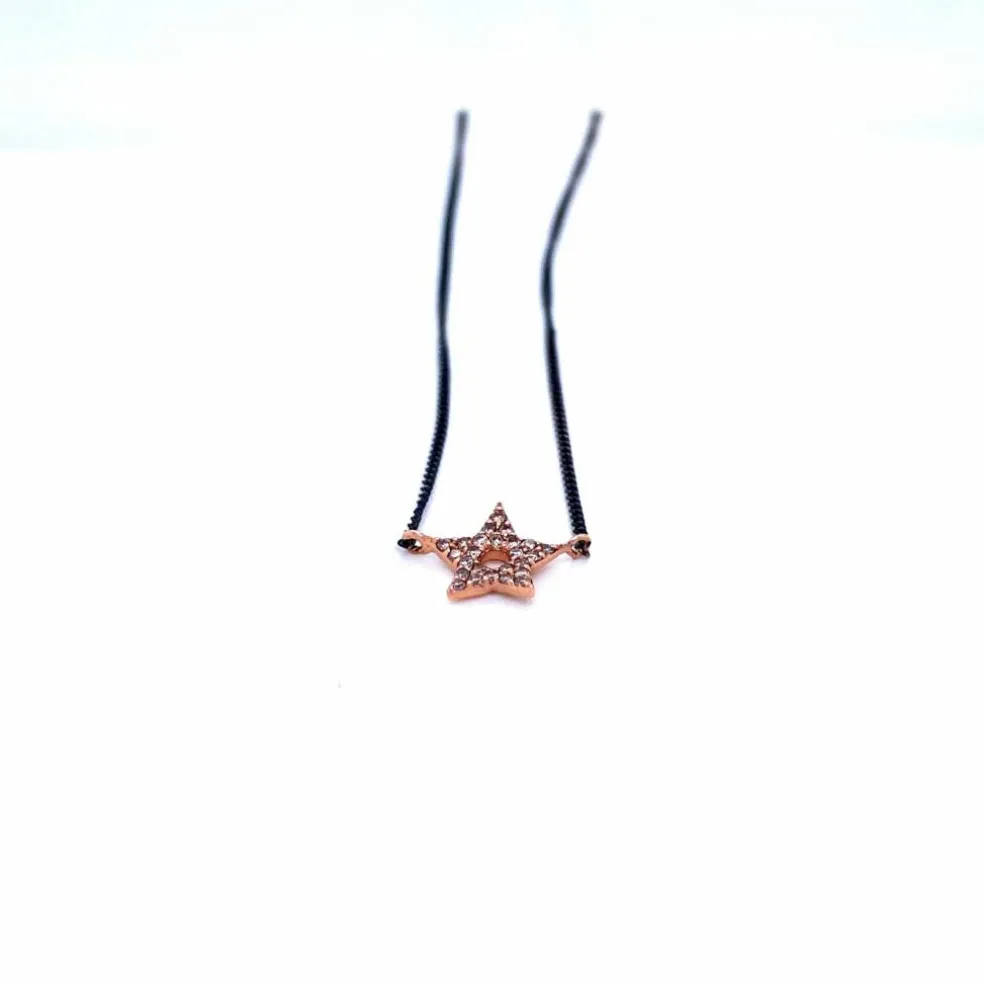 Collier Design Pendentif Étoile Diamant Or Noir