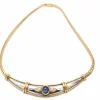 Collier deux ors avec saphir cabochon et diamant