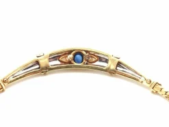 Collier deux ors avec saphir cabochon et diamant