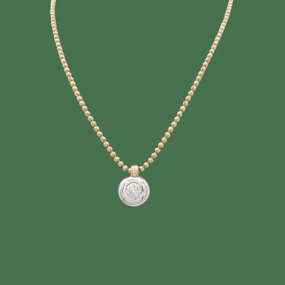 Collier deux ors, diamant.