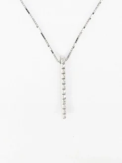 Collier diamant barrette verticale or blanc