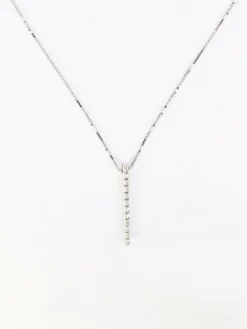 Collier diamant barrette verticale or blanc