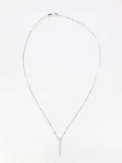 Collier diamant barrette verticale or blanc