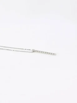 Collier diamant barrette verticale or blanc