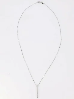 Collier diamant barrette verticale or blanc