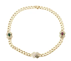 Collier diamant rubis et émeraude