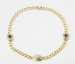 Collier diamant rubis et émeraude