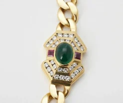 Collier diamant rubis et émeraude