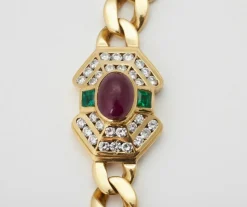 Collier diamant rubis et émeraude