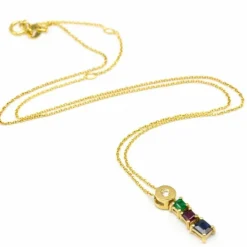 Collier diamant, rubis, émeraude et saphir