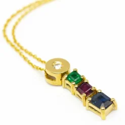 Collier diamant, rubis, émeraude et saphir