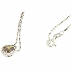 Collier diamant taille poire fantaisie brun et brillants