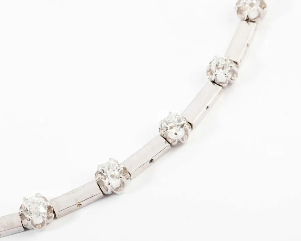 collier diamants et or gris années 1960