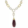 Collier diamants et rubis goutte