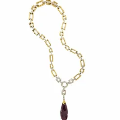 Collier diamants et rubis goutte