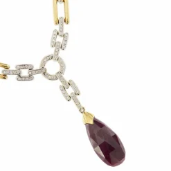Collier diamants et rubis goutte