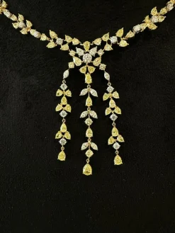 Collier diamants jaune et blanc