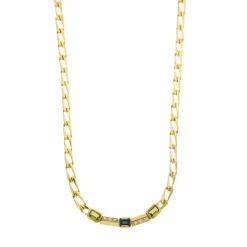 Collier diamants, saphir et péridot