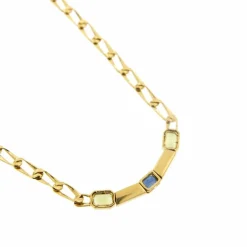 Collier diamants, saphir et péridot