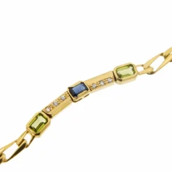 Collier diamants, saphir et péridot