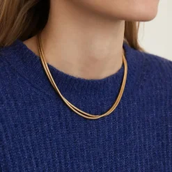 Collier double chaîne maille Serpent