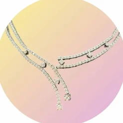 Collier double ligne en or blanc et diamants