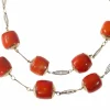 Collier double rang avec perles de corail