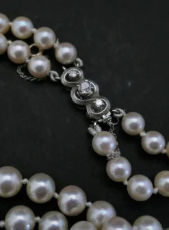 Collier Double Rang De Perles De Culture, Diamants