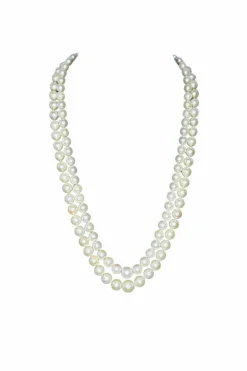 Collier Double Rangs 124 Perles de culture, fermoir or et diamants