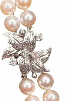 Collier Double rangs asymétrique 157 perles de culture fermoir or et diamants 46 cm