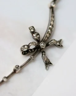 Collier Draperie 1900 Or Argent et Diamants