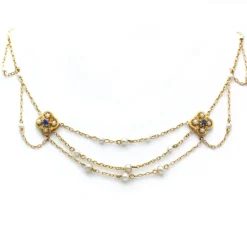 Collier Draperie - Or, Perles fines & Saphirs