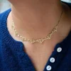Collier Draperie Ancien Court Maille Filigrane Or Jaune