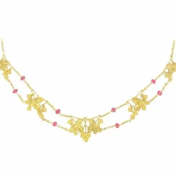 Collier draperie ancien or et spinelles
