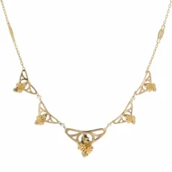 Collier draperie Art nouveau or et perles fines