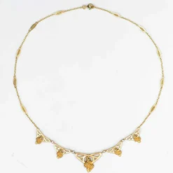 Collier draperie Art nouveau or et perles fines