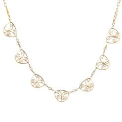 Collier draperie or jaune maille filigrane