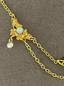 Collier Draperie Or Opales Perles Fines