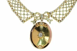 Collier en diamant victorien luxueux ensemble en or et perles
