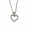 Collier en or blanc 750 mil et pendentif cœur en diamants