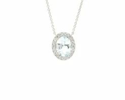 Collier en or blanc avec aigue-marine et diamants