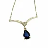 Collier en or blanc certifié IGI avec saphir et diamant