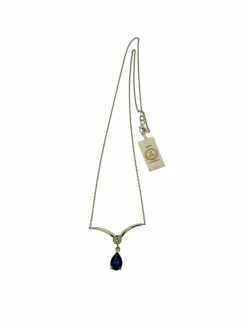 Collier en or blanc certifié IGI avec saphir et diamant