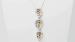 Collier en or blanc, citrine et diamants
